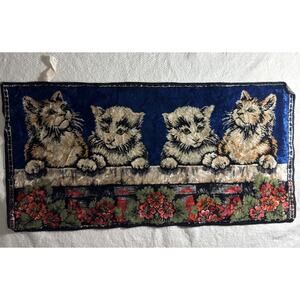 Vintage Tapestry Cat Kittens Wall Hanging Made In Italy Cozy Cat Decor 38 X 19